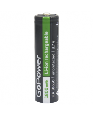 GoPower Аккумулятор Li-ion 18650 PC1 3.6V 1800mAh без защиты с высоким контактом (1/80/160)