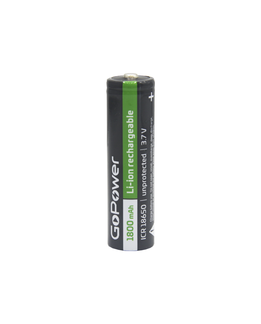 GoPower Аккумулятор Li-ion 18650 PC1 3.6V 1800mAh без защиты с высоким контактом (1/80/160)