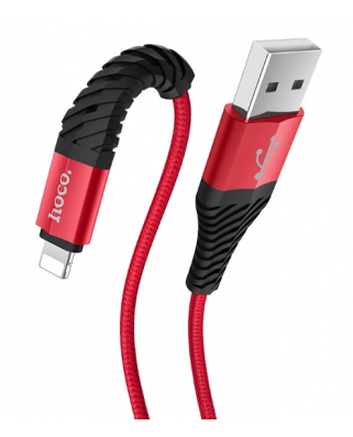 HOCO X38 USB (m)-Lightning (m) 1.0м 2.4A ткань красный Кабель (1/30/300)