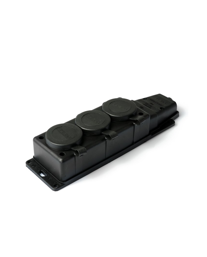 NE-AD КОЛОДКА ШТЕПСЕЛЬНАЯ 3-ГН. С/З С КРЫШКАМИ 16А, IP44 (КАУЧУК) 12 4004