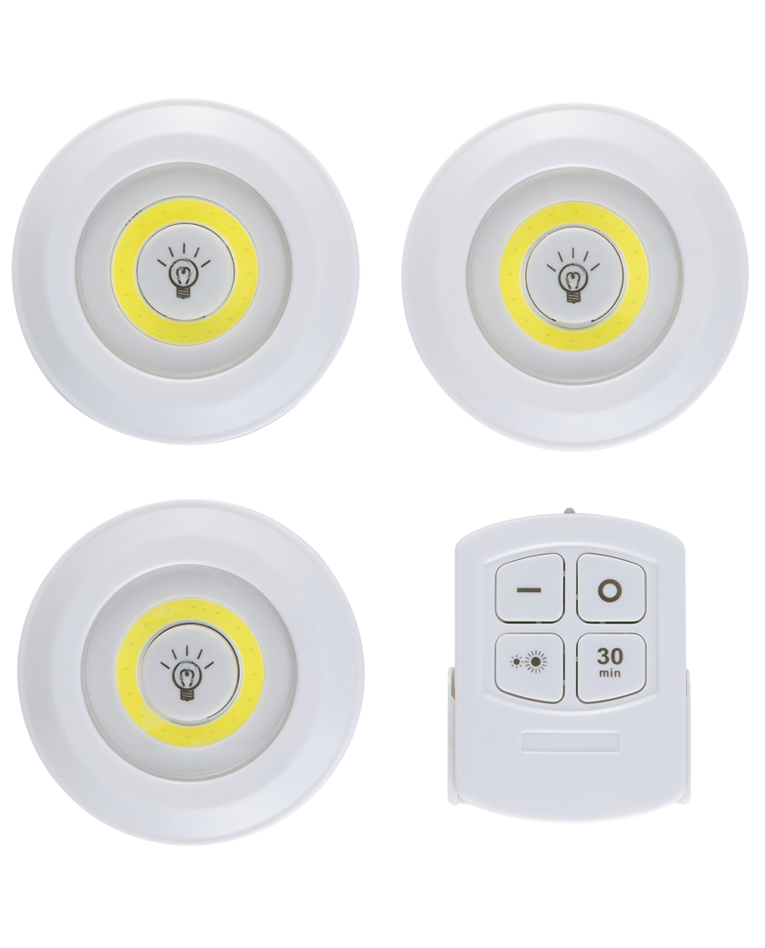 REV Фонарь-подсветка сд 3Pack с пультом д/у Pushlight MySmart, COB 3 Вт, бат. 3xAAA, Ritter 29109 1
