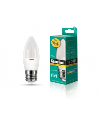 Camelion LED8-C35/830/E27 (Эл.лампа светодиодная 8Вт 220В)(100)