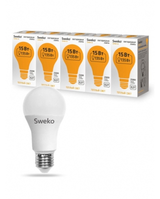 Sweko 42LED-A60-15W-230-3000K-E27 Светодиодная лампа 38677