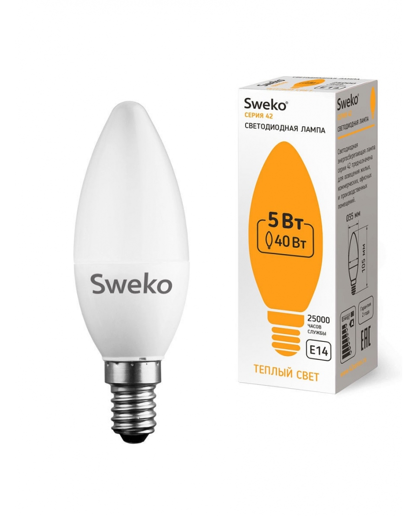 Sweko 42LED-C35-5W-230-3000K-E14 38458