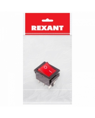 REXANT Выключатель клавишный 250V 15А (6с) ON-ON красный с подсветкой (RWB-506, SC-767) 36-2350