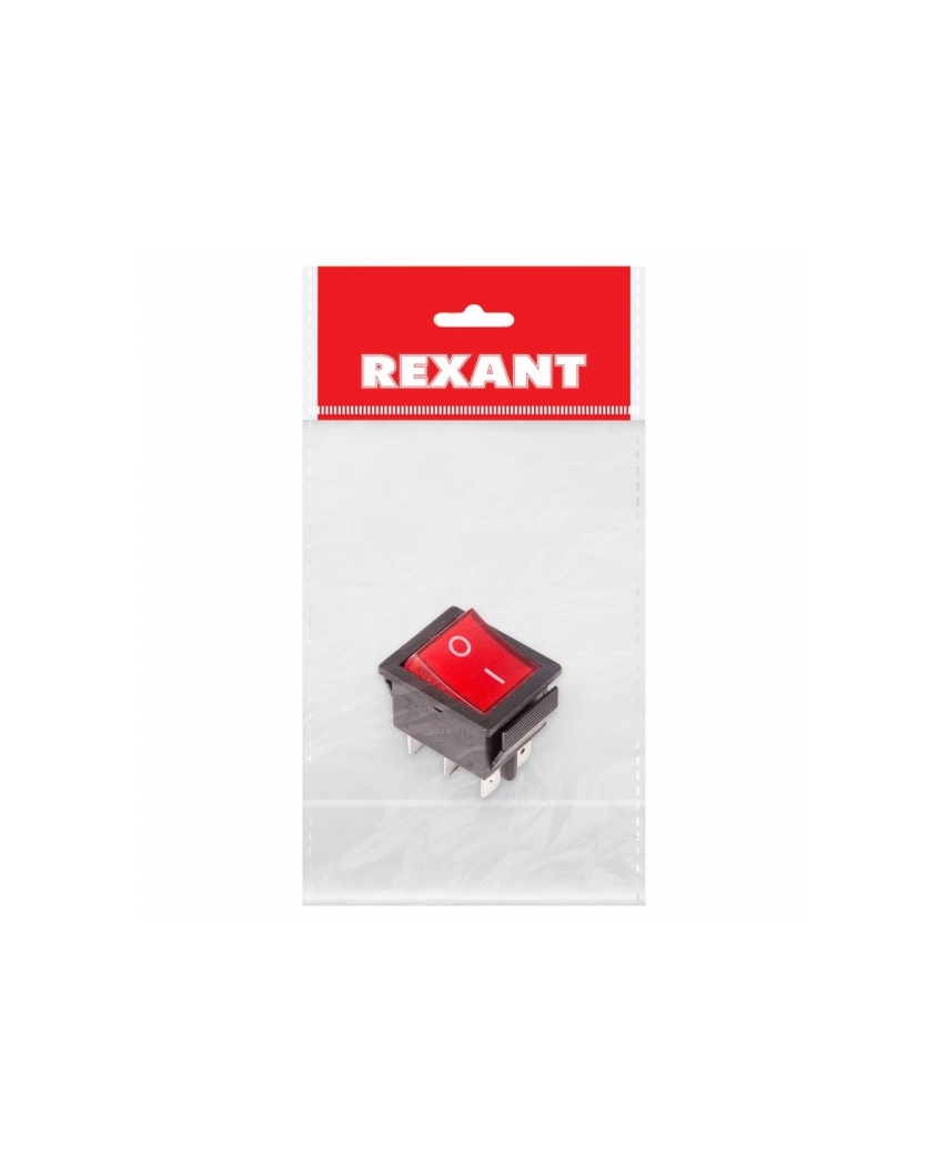 REXANT Выключатель клавишный 250V 15А (6с) ON-ON красный с подсветкой (RWB-506, SC-767)(10/50) 