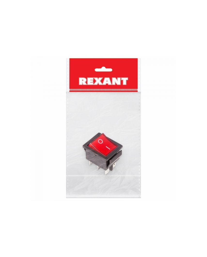 REXANT Выключатель клавишный 250V 15А (6с) ON-ON красный с подсветкой (RWB-506, SC-767)(10/50) 