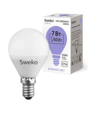 Sweko 42LED-G45-7W-230-6500K-E14 Светодиодная лампа 38545