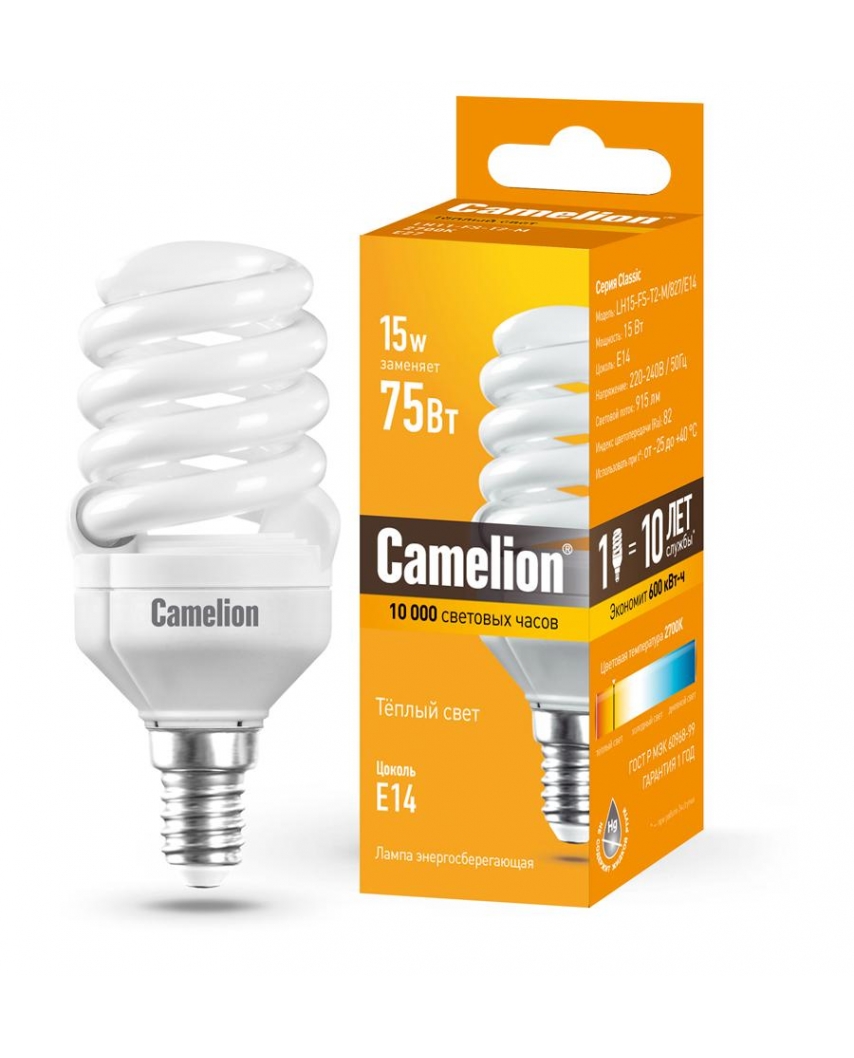 Camelion LH15-FS-T2-M/827/E14 (энергосбер.лампа 15