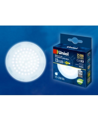 Uniel LED-GX53-13W/6500K/GX53/FR PLZ01WH Лампа светодиодная, матовая. Дневной свет (6500K)