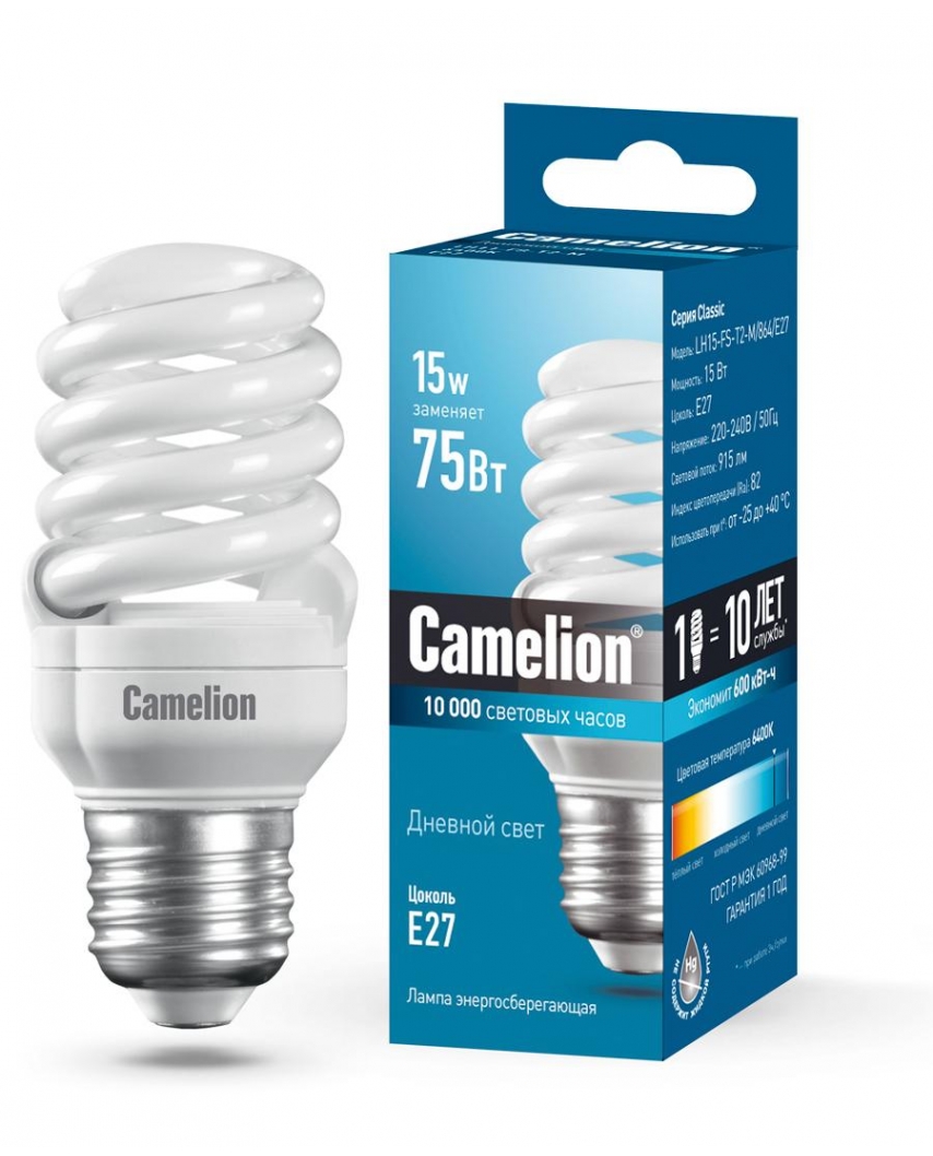 Camelion LH15-FS-T2-M/864/E27 (энергосбер.лампа 15