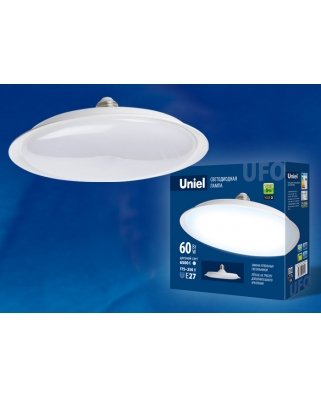 Uniel LED-U270-60W/6500K/E27/FR PLU01WH Лампа светодиодная. Форма «UFO», матовая. Дневной белый свет