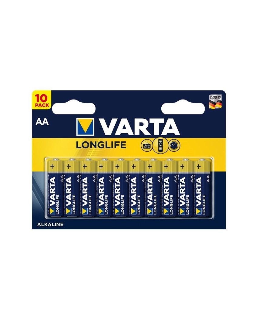 VARTA LR06 AA BL10 Alkaline 1.5V Батарейка LONGLIFE (4106) (10/200)