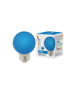 Volpe LED-G60-3W/BLUE/E27/FR/С Лампа декоративная светодиодная. Форма "шар", матовая. Цвет синий