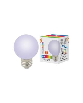 Volpe LED-G60-3W/RGB/E27/FR/С Лампа декоративная светодиодная. Форма "шар", матовая. Цвет RGB. Карто