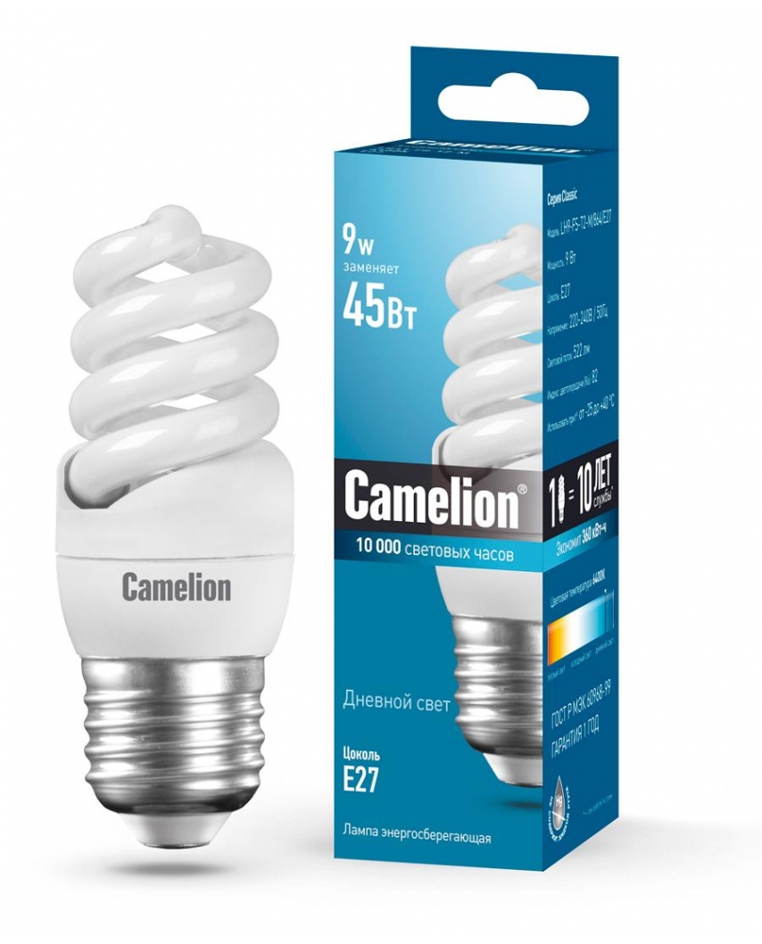 Camelion LH9-FS-T2-M/864/E27 (энергосбер.лампа 9В