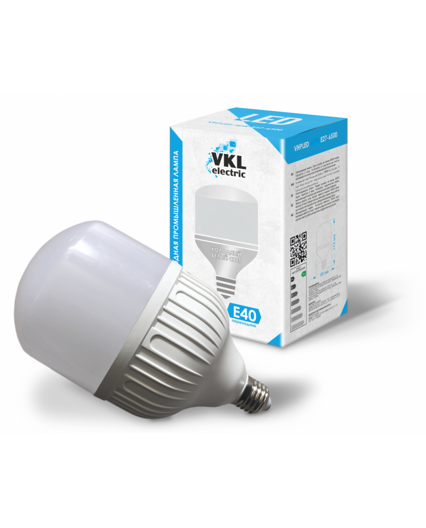 Включай Лампа светод 65W Е27 (65W-E27-6500), 5500Лм 220V 6500K IP20 138*206 (переходник Е40) VK