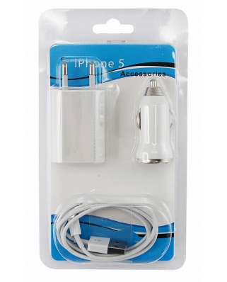 Комплект: СЗУ, АЗУ, USB кабель для iPhone/iPad USB