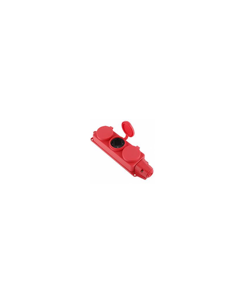 DUWI Колодка каучуковая с крышкой с/з 3 гнезда 16A IP44 красная 27466 7 (10)