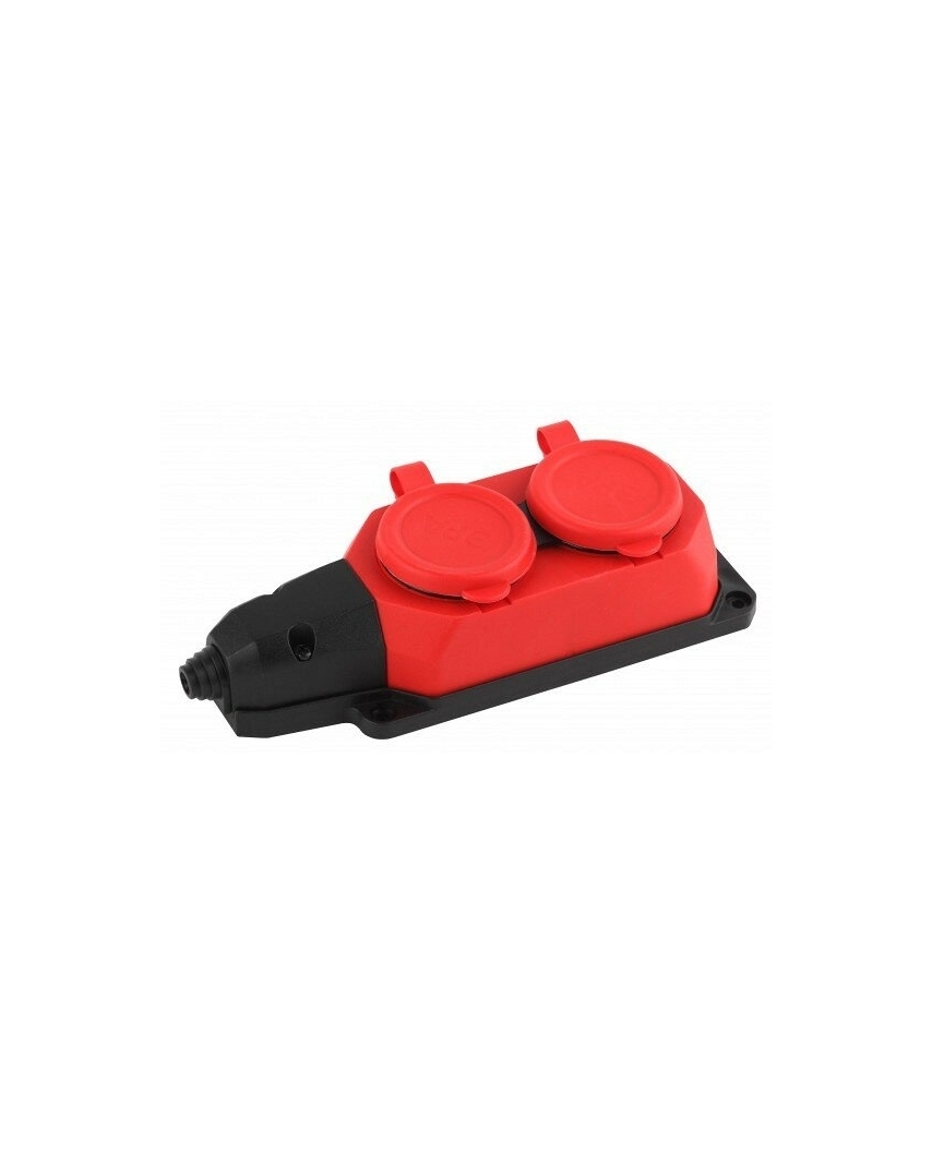 ЭРА Колодка каучуковая с/з 2гн 16A IP44 красная K-2e-RED-IP44 