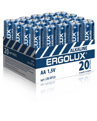 Ergolux LR06 Alkaline BP-20 (ПРОМО, LR6 BP20, батарейка,1.5В) 1 / 20 / 480 