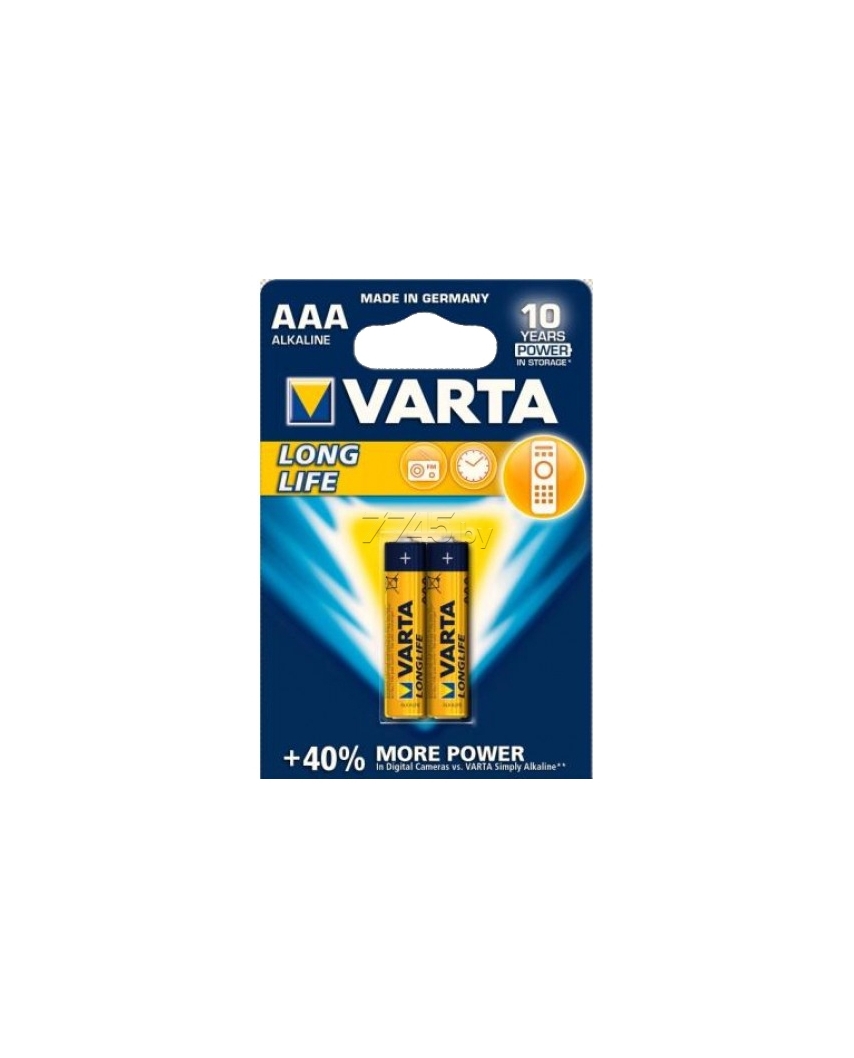 VARTA LR03 AAA BL2 Alkaline 1.5V (4103) LONGLIFE (2/20/100) Батарейка 