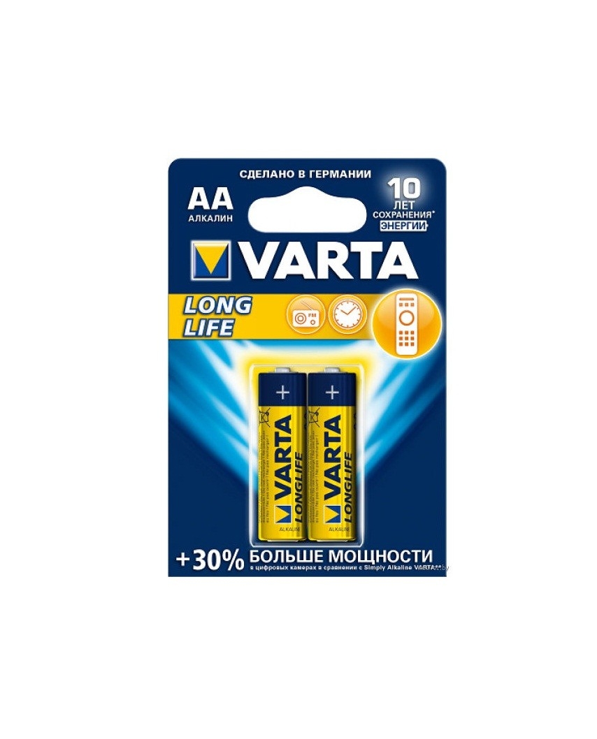 VARTA LR06 AA BL2 Alkaline 1.5V LONGLIFE (4106) (2/40/200) Батарейка 