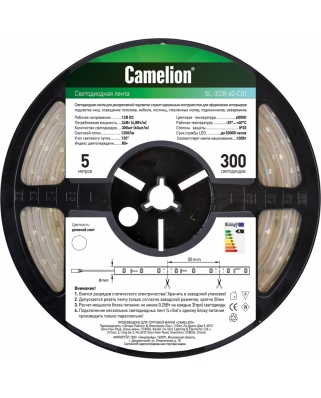 Camelion SL-3528-60-C01W (LED лента 3528, 5 метров, 60LED, IP20, теплый белый) (50)