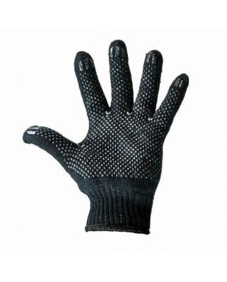Перчатки полушерстяные с покрытием ПВХ (Зима) черные, 7 нитей, 75-77 гр.