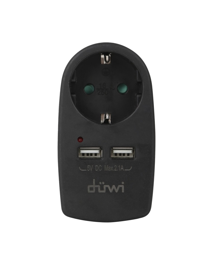 duwi Адаптер 1 гнездо + 2 USB порта, на евро вилку,с/з,16A,230В,3680Вт, IP20,слоновая кость 274420 9