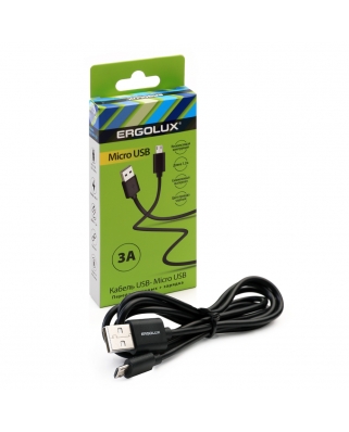 ERGOLUX ELX-CDC01P-C02 ПРОМО (Кабель USB Micro USB, 2А, 1м, Черный, Зарядка+Передача данных, Пакет )
