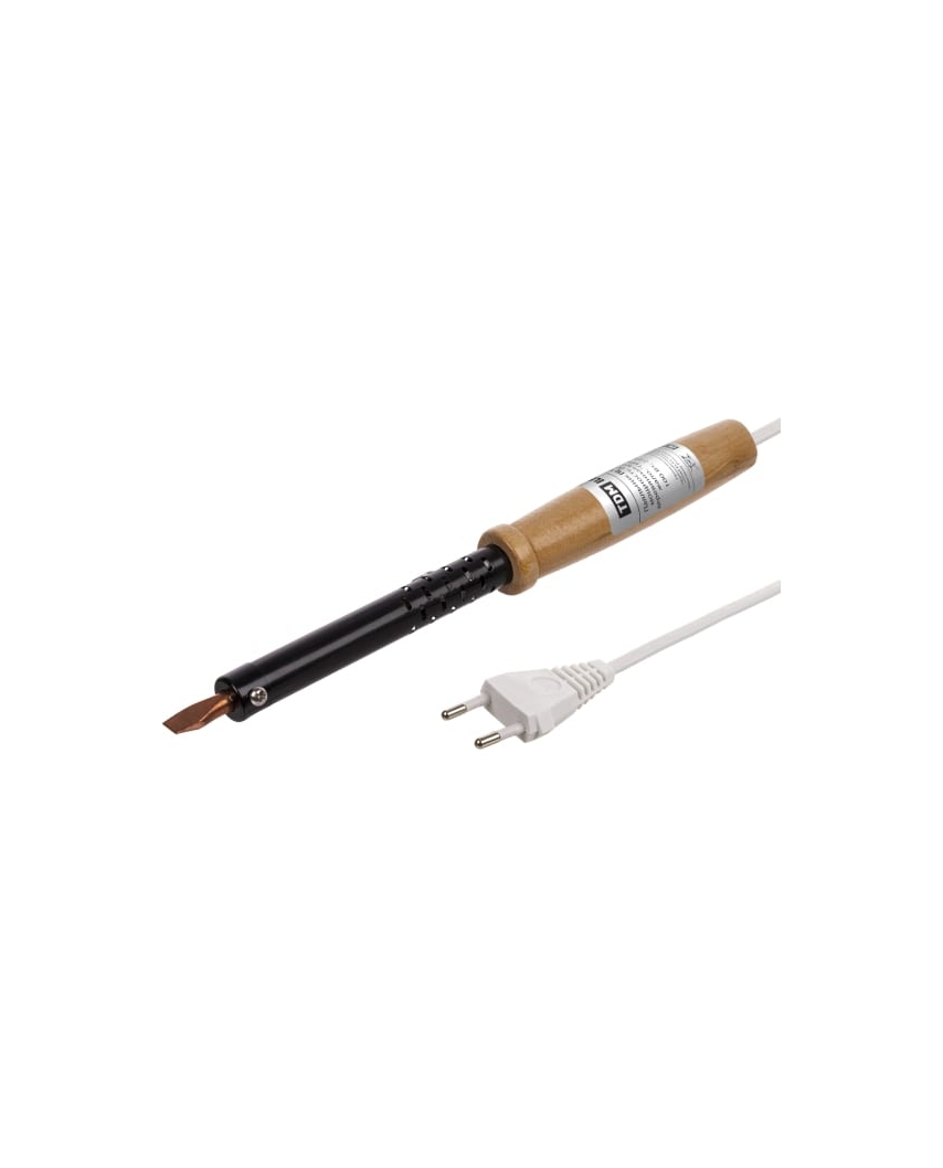 TDM Паяльник ПД-100, ЭПСН, мощность 100 Вт, 230 В, деревянная ручка, плоское жало, SQ1025-0405