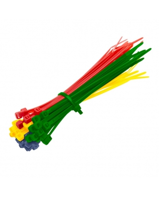 Хомут кабельный, нейлоновый, 200x3,6мм, разноцветные, 25шт