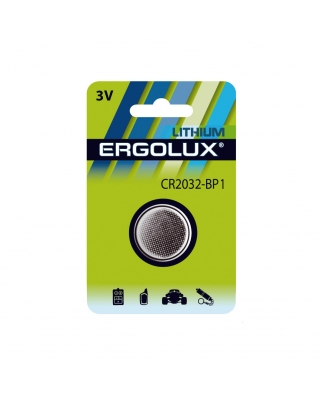 Ergolux CR2032 BL-1 (CR2032-BP1, батарейка литиевая,3V)