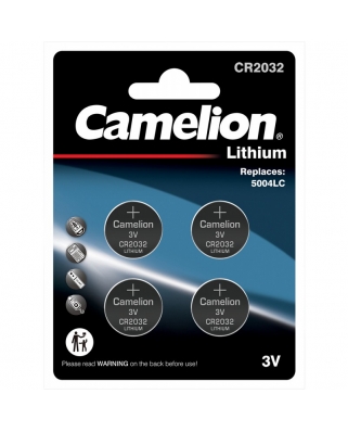 Camelion CR 2032 BL-4 (CR2032-BP4, батарейка литиевая,3V) 1 / 4 / 48 / 1152
