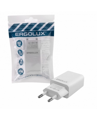 ERGOLUX ELX-РA01P-C01 ПРОМО (Сетевой адаптер 10Вт 1USB, 100-220В, 5V/2А, Белый, Пакет)