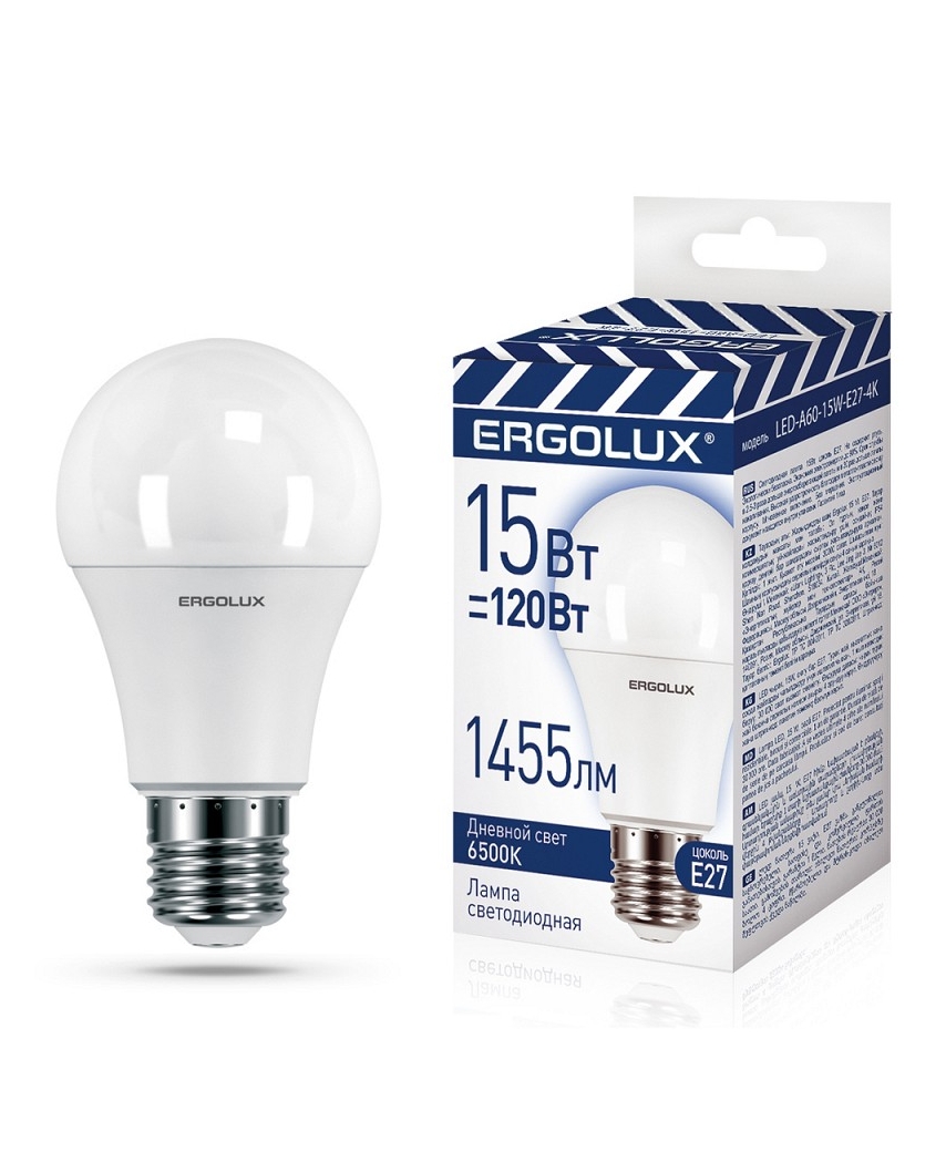 Ergolux LED-A60-15W-E27-6K (Эл