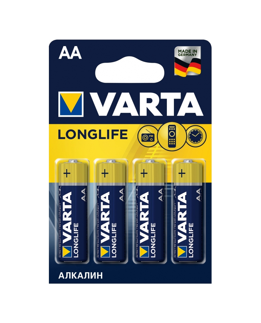 VARTA LR06 AA BL4 Alkaline 1.5V LONGLIFE(4106) (4/72) Батарейка