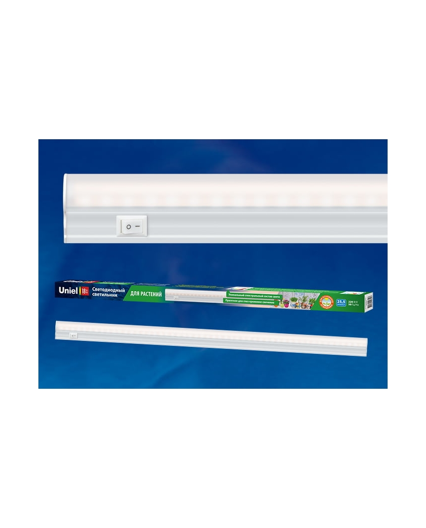 Uniel ULI-P10-18W/SPFR IP40 WHITE Свет для растений светодиодный линейный, 550мм, выкл. на корпусе.