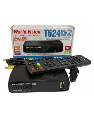 World Vision T624D2 Цифровой телевизионный приемник(T2+C, пластик, дисплей, кнопки, встроенный БП, I
