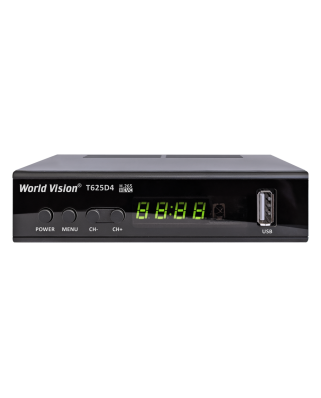 World Vision T625 D4 Цифровой телевизионный приемник (T2+C, металл, дисплей, кнопки, встроенный БП, 
